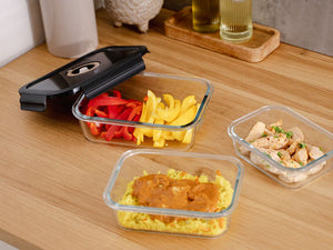 RECHTHOEKIGE VACUÜM GLAS CONTAINER - 630ML - SET - 4ST - 5