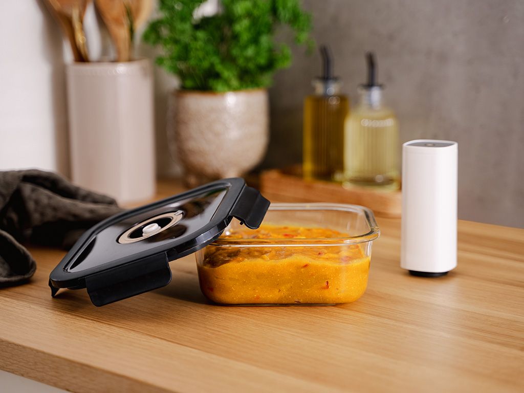 VIERKANTE VACUÜM GLAS CONTAINER - 800ML