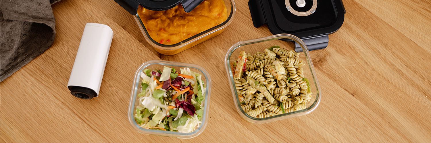 VIERKANTE VACUÜM GLAS CONTAINER - 525ML - SET - 4ST - 6