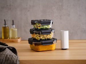 VIERKANTE VACUÜM GLAS CONTAINER - 525ML - SET - 4ST - 5