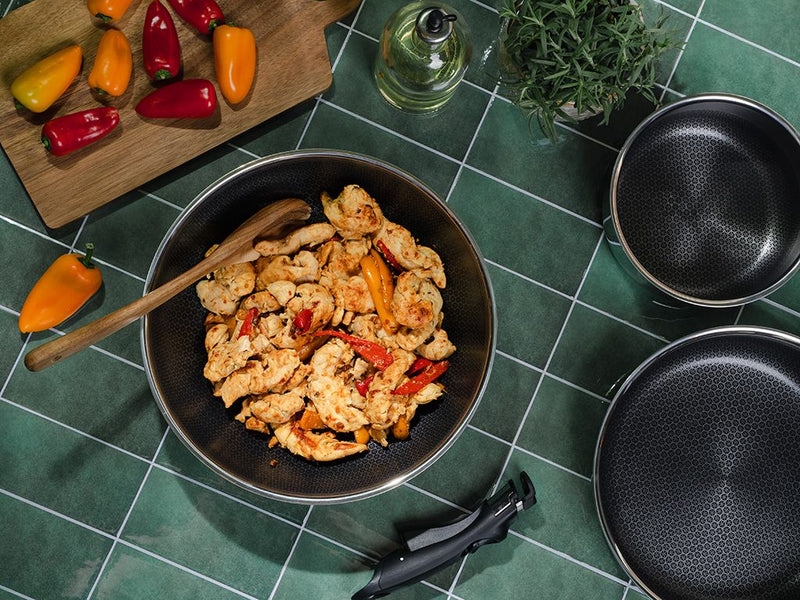 WOKPAN MET AFNEEMBARE HANDGREEP SET 30CM