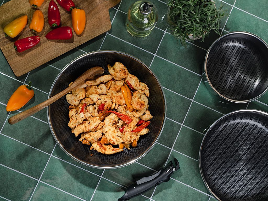 KOEKENPAN MET AFNEEMBARE HANDGREEP WOK SET – 2-DELEN - 2