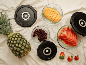 RONDE VACUÜMGLAZEN CONTAINER - COMPLETE OPSLAGSET - 9