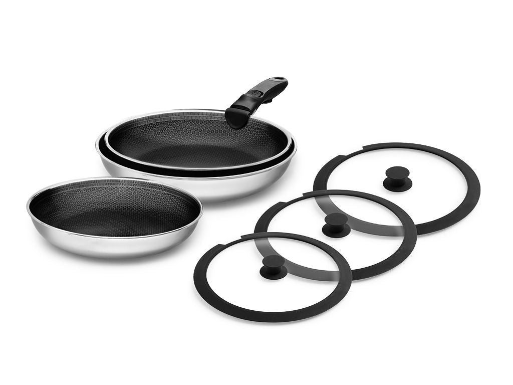 GEMENGDE KOEKENPAN MET AFNEEMBARE HANDGREEP – 3-DEELIGE SET - 1