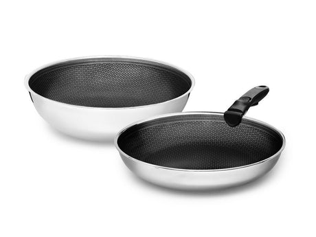 KOEKENPAN MET AFNEEMBARE HANDGREEP WOK SET – 2-DELEN - 1