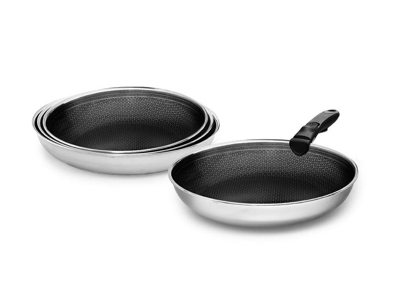 KOEKENPAN SET MET AFNEEMBARE HANDGREEP – 4-DELEN