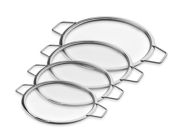 STAPELBARE GLAZEN DEKSELS – 20/ 24/ 26/ 28 CM – 4 STUKS - 1