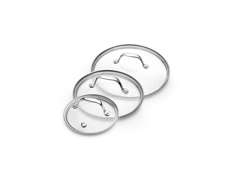 SET VAN GLAZEN DEKSELS - 3 STUKS