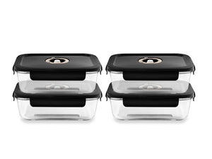 RECHTHOEKIGE VACUÜM GLAS CONTAINER - 1040ML - SET - 4ST - 1