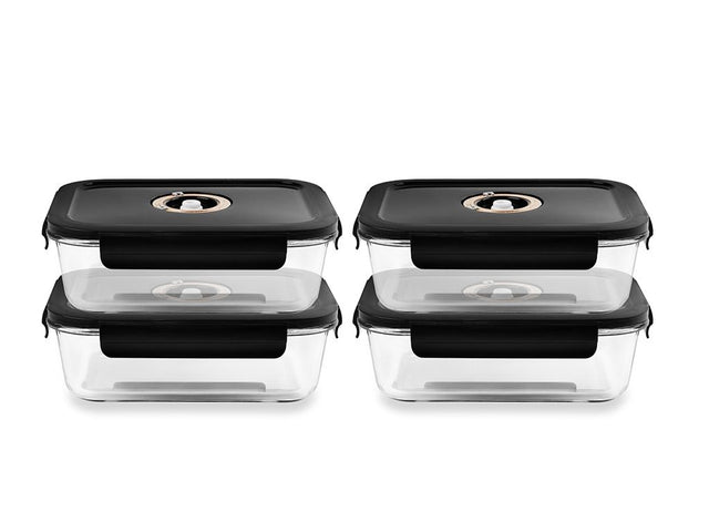 RECHTHOEKIGE VACUÜM GLAS CONTAINER - 1040ML - SET - 4ST - 1