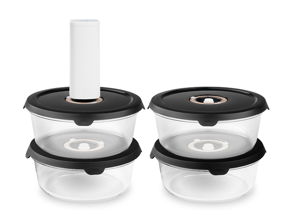RONDE VACUÜMGLAZEN CONTAINER – 1400ML SET - 4-PAK - 1