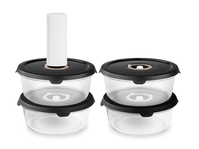 RONDE VACUÜMGLAZEN CONTAINER – 1400ML SET - 4-PAK - 1