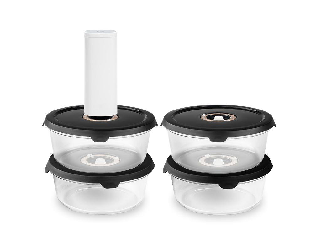 RONDE VACUÜMGLAZEN CONTAINER – 930ML SET - 4-PAK - 1