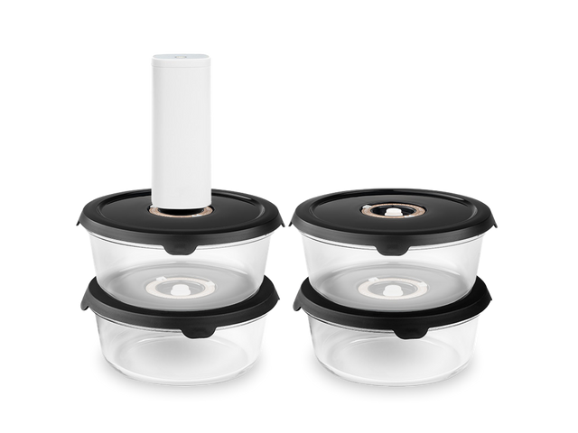 RONDE VACUÜMGLAZEN CONTAINER – 930ML SET - 4-PAK - 1